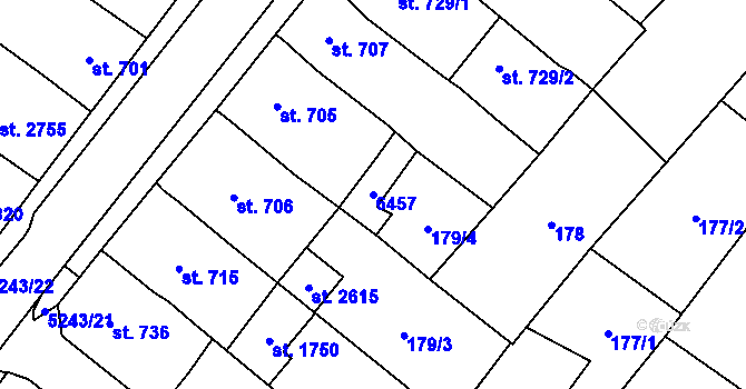 Parcela st. 6457 v KÚ Velké Bílovice, Katastrální mapa