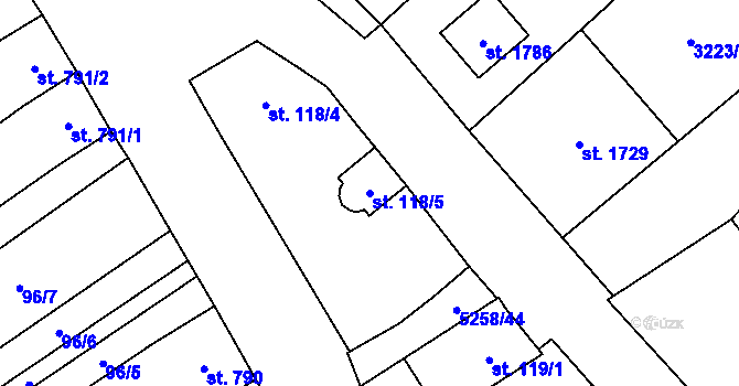 Parcela st. 118/5 v KÚ Velké Bílovice, Katastrální mapa