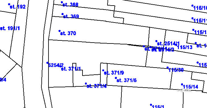 Parcela st. 371/8 v KÚ Velké Bílovice, Katastrální mapa