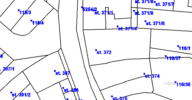 Parcela st. 372 v KÚ Velké Bílovice, Katastrální mapa