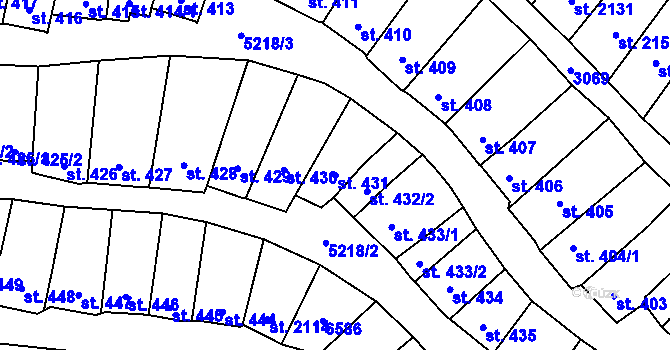 Parcela st. 431 v KÚ Velké Bílovice, Katastrální mapa