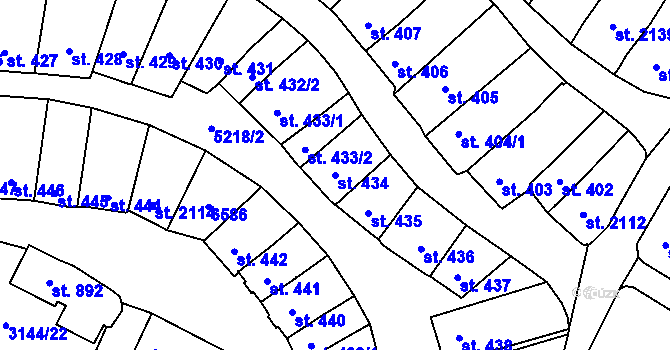 Parcela st. 434 v KÚ Velké Bílovice, Katastrální mapa