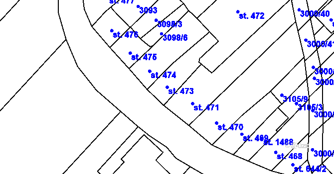 Parcela st. 473 v KÚ Velké Bílovice, Katastrální mapa