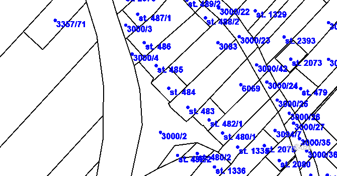 Parcela st. 484 v KÚ Velké Bílovice, Katastrální mapa