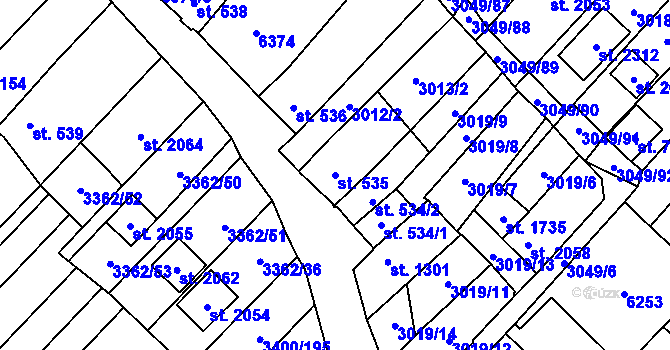 Parcela st. 535 v KÚ Velké Bílovice, Katastrální mapa
