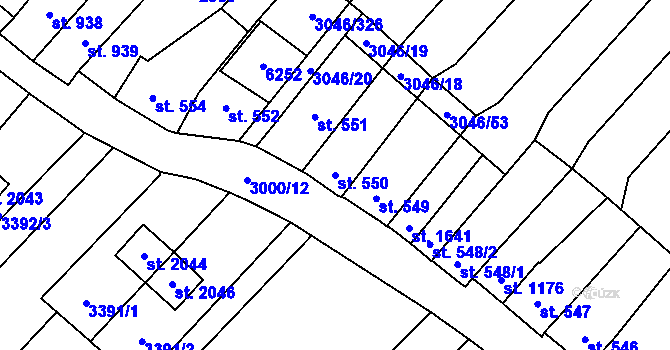 Parcela st. 550 v KÚ Velké Bílovice, Katastrální mapa