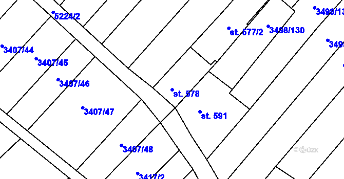 Parcela st. 578 v KÚ Velké Bílovice, Katastrální mapa