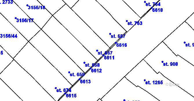 Parcela st. 657 v KÚ Velké Bílovice, Katastrální mapa