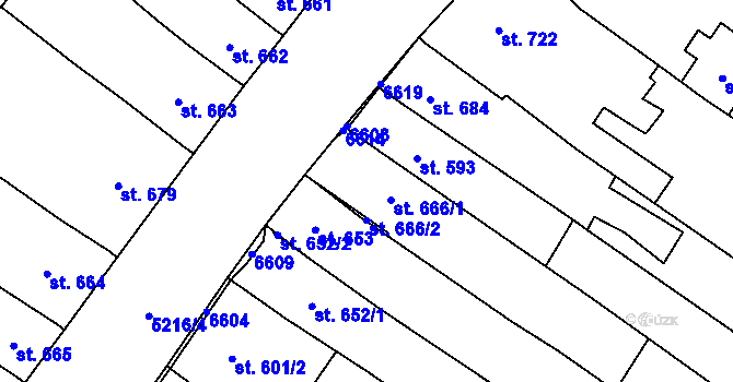 Parcela st. 666 v KÚ Velké Bílovice, Katastrální mapa