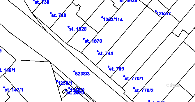 Parcela st. 741 v KÚ Velké Bílovice, Katastrální mapa