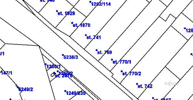 Parcela st. 769 v KÚ Velké Bílovice, Katastrální mapa