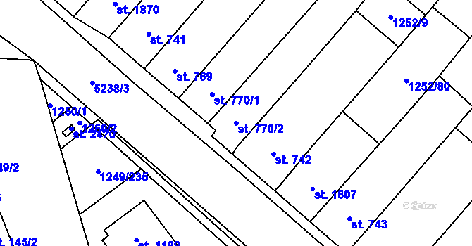 Parcela st. 770/2 v KÚ Velké Bílovice, Katastrální mapa