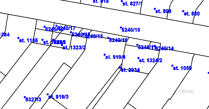 Parcela st. 919/4 v KÚ Velké Bílovice, Katastrální mapa