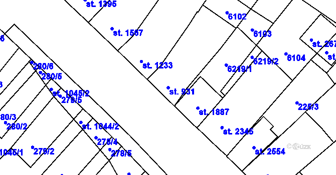 Parcela st. 931 v KÚ Velké Bílovice, Katastrální mapa