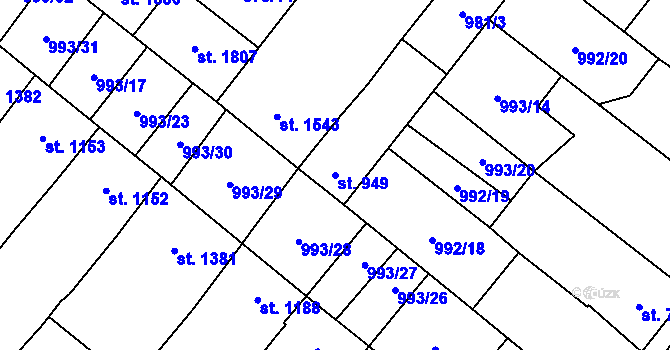 Parcela st. 949 v KÚ Velké Bílovice, Katastrální mapa
