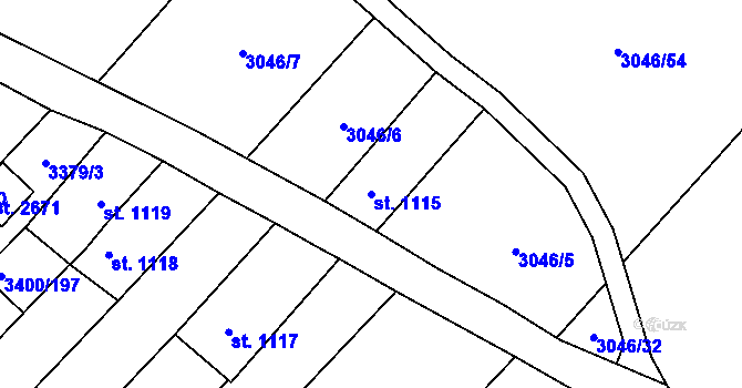 Parcela st. 1115 v KÚ Velké Bílovice, Katastrální mapa