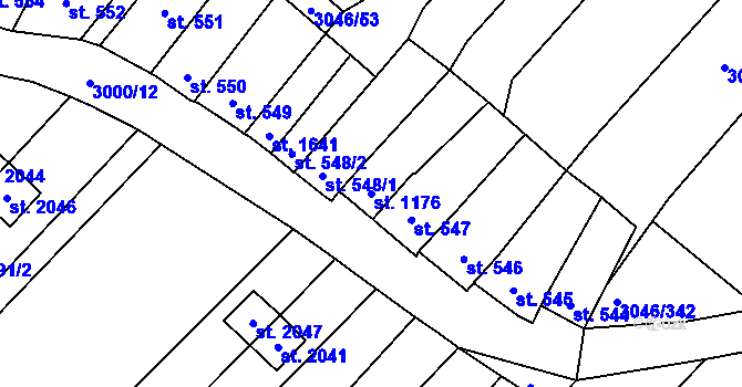 Parcela st. 1176 v KÚ Velké Bílovice, Katastrální mapa
