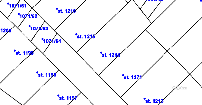 Parcela st. 1214 v KÚ Velké Bílovice, Katastrální mapa