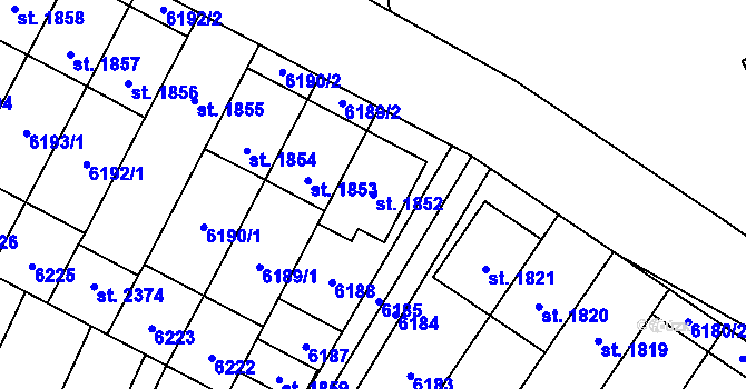 Parcela st. 1852 v KÚ Velké Bílovice, Katastrální mapa