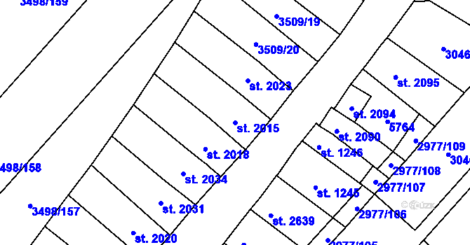 Parcela st. 2015 v KÚ Velké Bílovice, Katastrální mapa