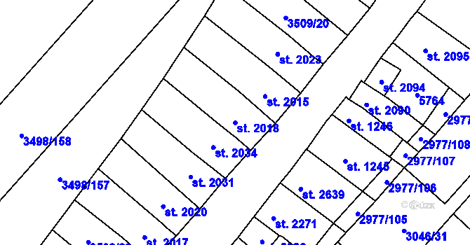 Parcela st. 2018 v KÚ Velké Bílovice, Katastrální mapa