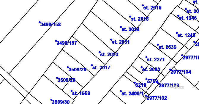 Parcela st. 2020 v KÚ Velké Bílovice, Katastrální mapa