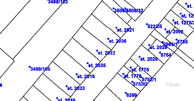 Parcela st. 2022 v KÚ Velké Bílovice, Katastrální mapa