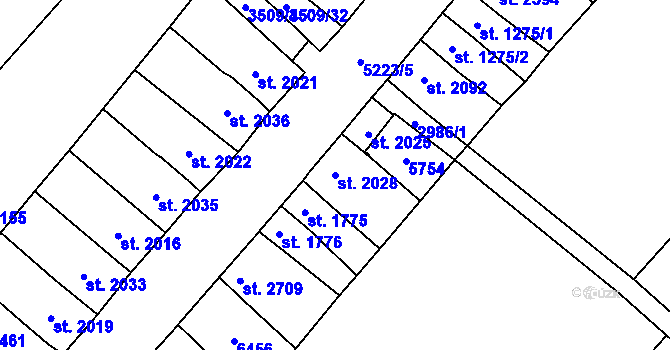 Parcela st. 2028 v KÚ Velké Bílovice, Katastrální mapa