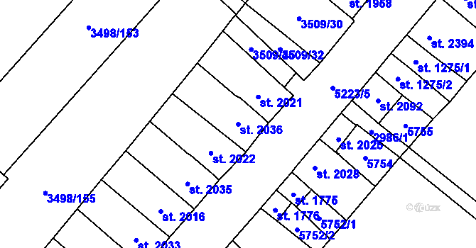 Parcela st. 2036 v KÚ Velké Bílovice, Katastrální mapa