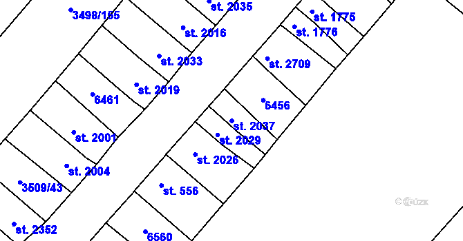 Parcela st. 2037 v KÚ Velké Bílovice, Katastrální mapa