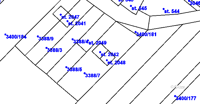 Parcela st. 2042 v KÚ Velké Bílovice, Katastrální mapa