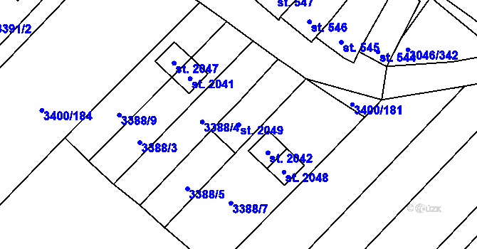 Parcela st. 2049 v KÚ Velké Bílovice, Katastrální mapa