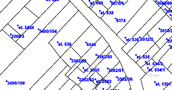 Parcela st. 2064 v KÚ Velké Bílovice, Katastrální mapa