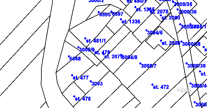 Parcela st. 2079 v KÚ Velké Bílovice, Katastrální mapa