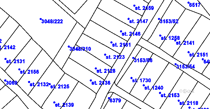 Parcela st. 2123 v KÚ Velké Bílovice, Katastrální mapa