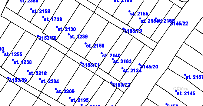 Parcela st. 2140 v KÚ Velké Bílovice, Katastrální mapa