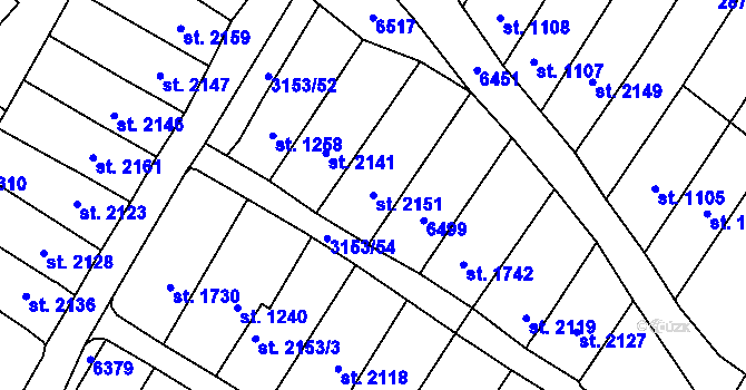 Parcela st. 2151 v KÚ Velké Bílovice, Katastrální mapa
