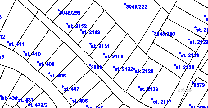 Parcela st. 2156 v KÚ Velké Bílovice, Katastrální mapa