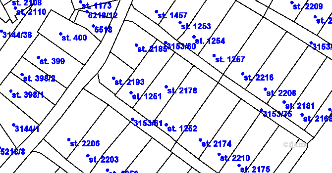 Parcela st. 2178 v KÚ Velké Bílovice, Katastrální mapa