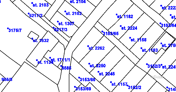 Parcela st. 2262 v KÚ Velké Bílovice, Katastrální mapa
