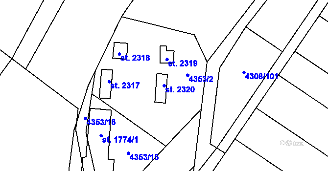 Parcela st. 2320 v KÚ Velké Bílovice, Katastrální mapa