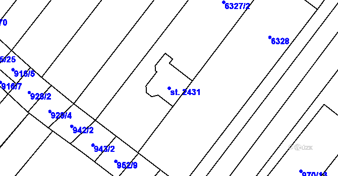 Parcela st. 2431 v KÚ Velké Bílovice, Katastrální mapa