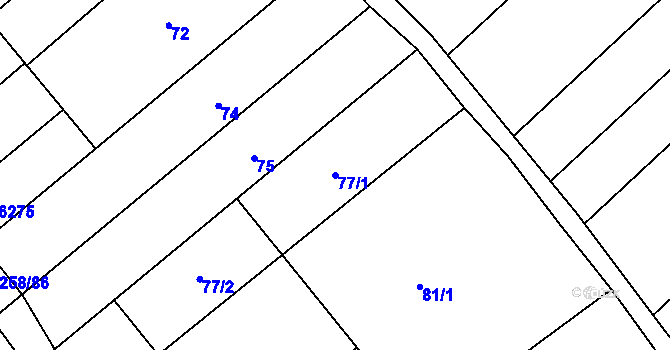 Parcela st. 77/1 v KÚ Velké Bílovice, Katastrální mapa