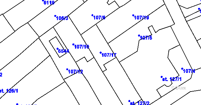 Parcela st. 107/17 v KÚ Velké Bílovice, Katastrální mapa
