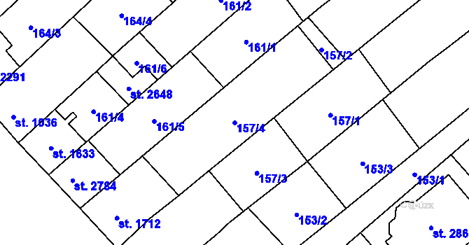 Parcela st. 157/4 v KÚ Velké Bílovice, Katastrální mapa
