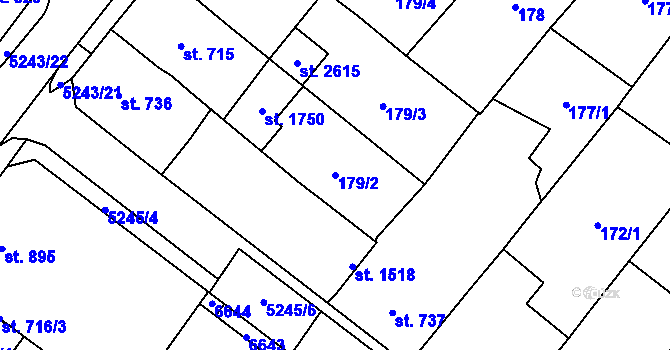 Parcela st. 179/2 v KÚ Velké Bílovice, Katastrální mapa
