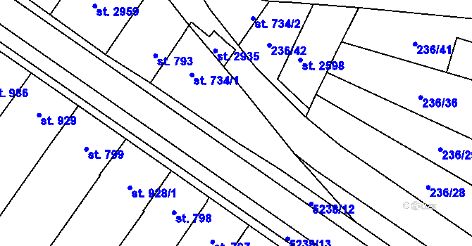 Parcela st. 236/12 v KÚ Velké Bílovice, Katastrální mapa