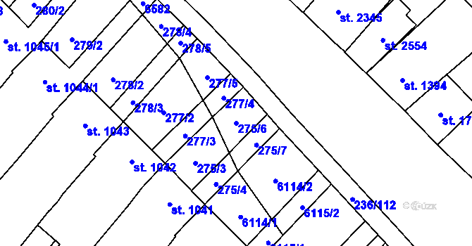 Parcela st. 275/6 v KÚ Velké Bílovice, Katastrální mapa