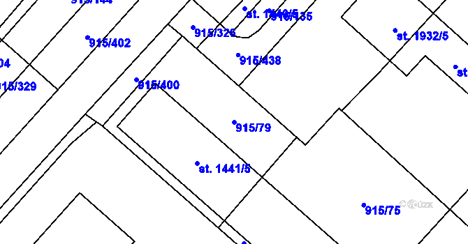Parcela st. 915/79 v KÚ Velké Bílovice, Katastrální mapa