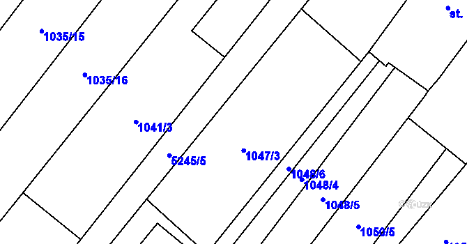 Parcela st. 1047/5 v KÚ Velké Bílovice, Katastrální mapa